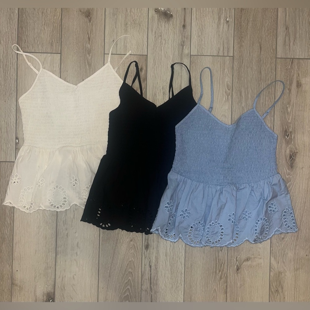 Women's Smocked Eyelet Peplum Top Bundle